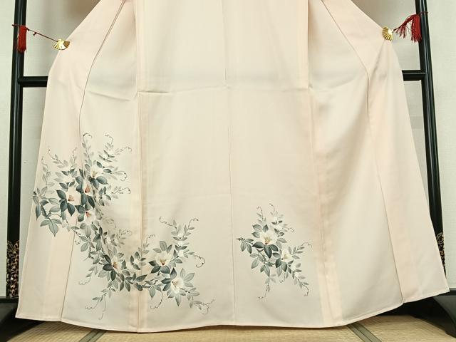 平和屋着物▽訪問着 単衣 作家物 手描き 草花文 金彩 正絹 逸品 未使用 AABJ0228jh