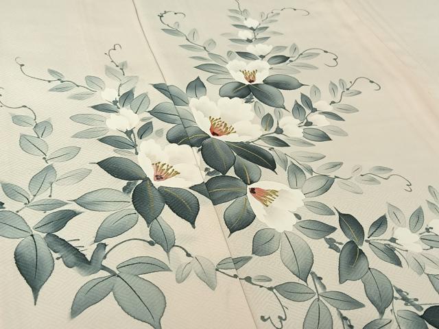 平和屋着物▽訪問着 単衣 作家物 手描き 草花文 金彩 正絹 逸品 未使用 AABJ0228jh