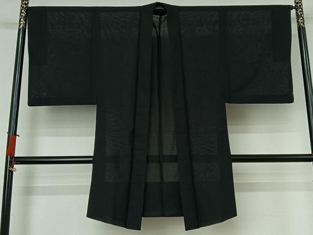 平和屋着物▽男性 長羽織 スリーシーズン 春夏秋 塵除け 暗黒色 正絹 逸品 AABJ0230jh