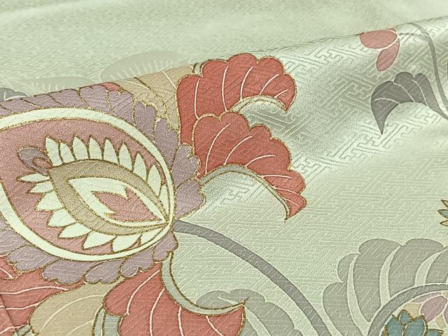 平和屋着物▽訪問着 単衣 更紗花文 金彩 正絹 逸品 AABJ0238jh