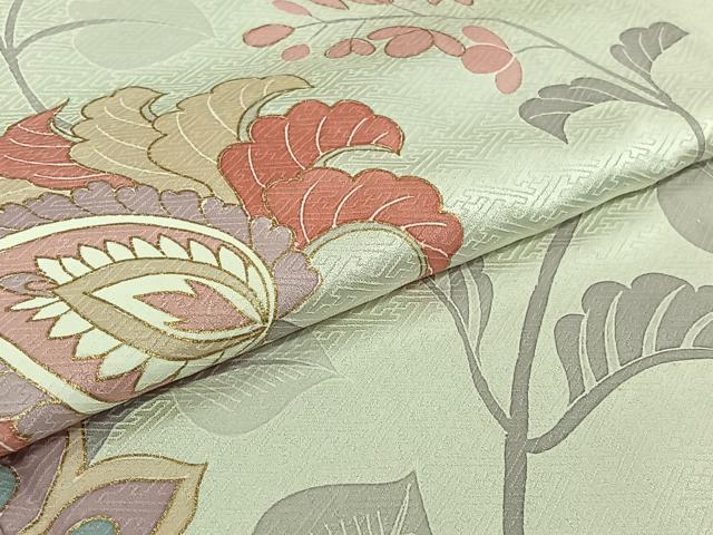平和屋着物▽訪問着 単衣 更紗花文 金彩 正絹 逸品 AABJ0238jh