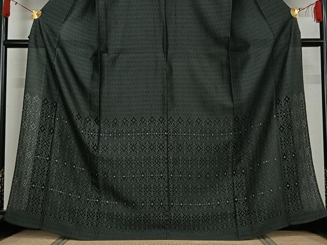 平和屋着物▽訪問着 単衣 お召地 飾花文 銀糸 正絹 逸品 AABJ0241jh