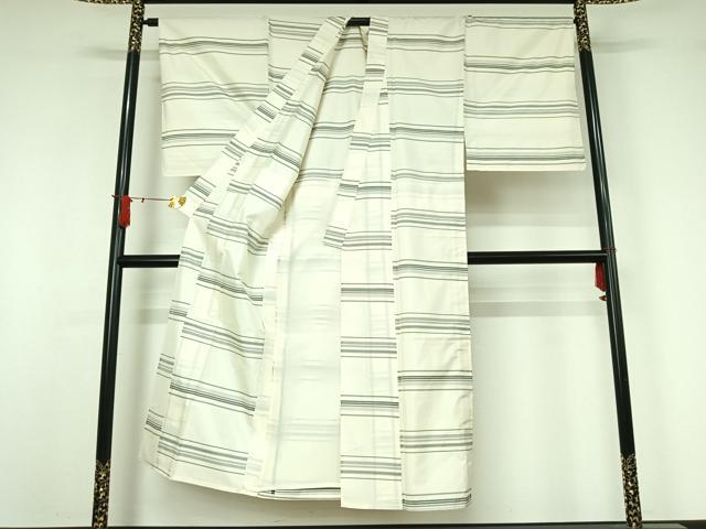 平和屋着物▽男性 本場縞大島紬 単衣 横段文 正絹 逸品 AABJ0251jh