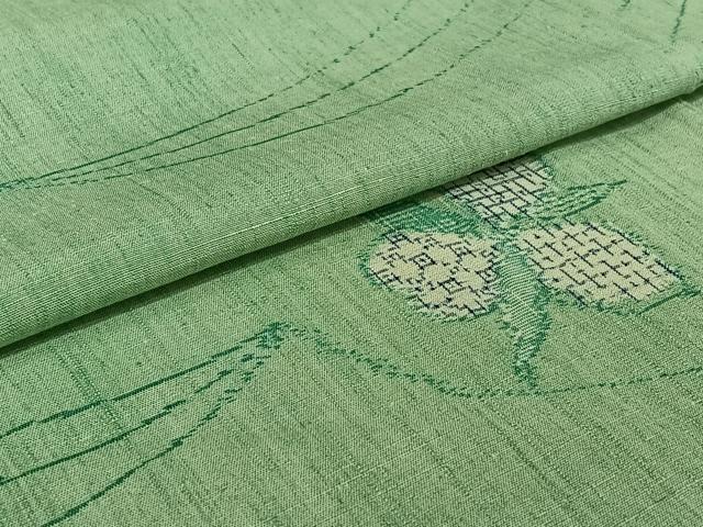 平和屋着物▽上質な紬 単衣 草花文 正絹 逸品 AABJ0258jh