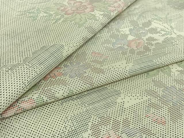 平和屋着物▽本場大島紬 白大島 単衣 9マルキ 草花文 正絹 逸品 AABJ0263jh