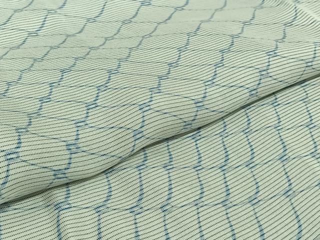 平和屋着物▽上質な小紋 無双 紗袷 紗×絽 瓦文 正絹 逸品 未使用 AABJ0265jh