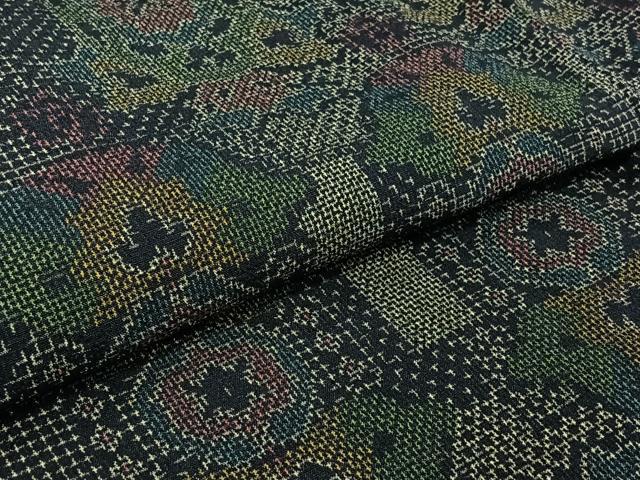 平和屋着物▽本塩沢 単衣 幾何学文様 正絹 逸品 AABJ0268jh