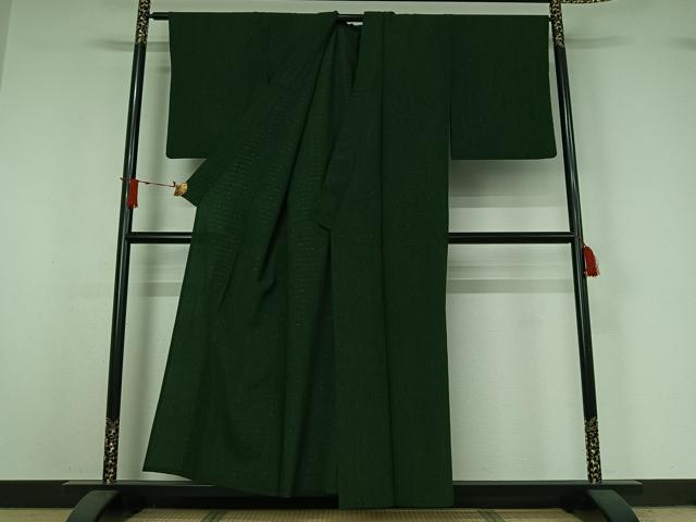 平和屋着物▽お召 単衣 霞文 銀通し地 正絹 逸品 AABJ0269jh