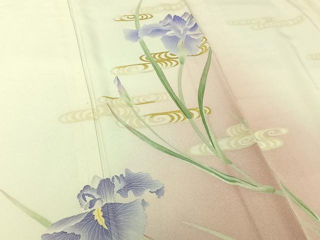 平和屋着物▽訪問着 単衣 作家物 流水花文 暈し染め 金彩 正絹 逸品 AABJ0275jh