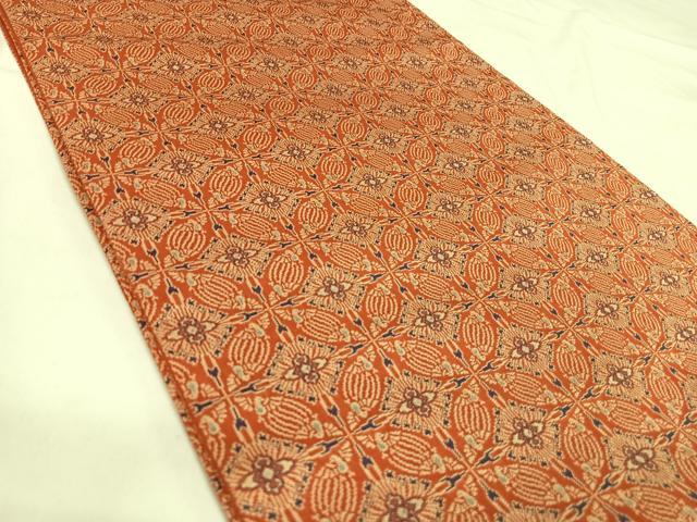 平和屋着物◎丸帯 幾何学花文 正絹 逸品 AABJ0301yx