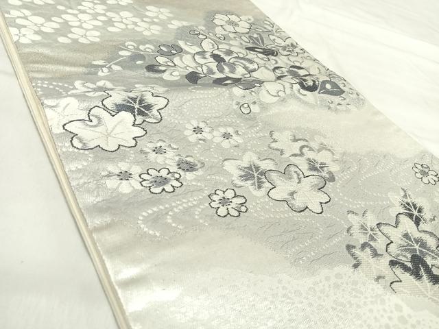 平和屋着物◎六通柄袋帯 唐織 辻が花 銀糸 正絹 逸品 AABJ0309yx