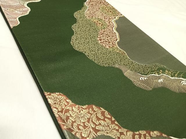 平和屋着物◎六通柄袋帯 唐織 道長花文 金糸 正絹 逸品 AABJ0381yx