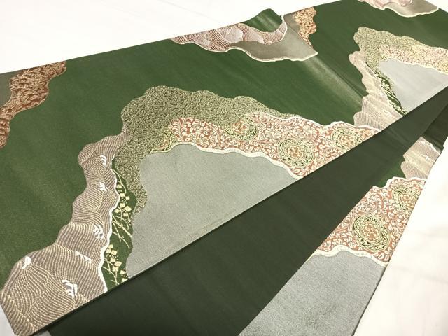 平和屋着物◎六通柄袋帯 唐織 道長花文 金糸 正絹 逸品 AABJ0381yx