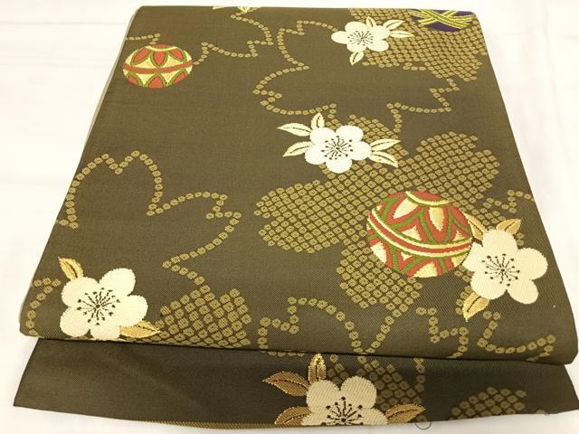 平和屋着物◎六通柄袋帯 花鞠文 金糸 正絹 逸品 AABJ0388yx