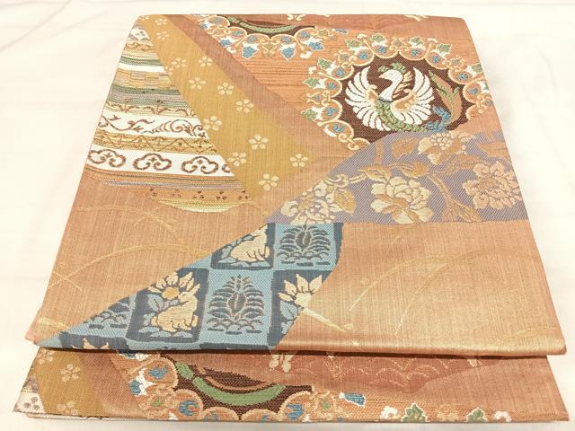 平和屋着物◎六通柄袋帯 遺宝名物裂 金糸 正絹 逸品 AABJ0392yx