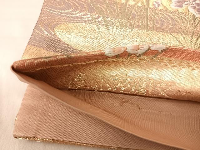 平和屋着物◎六通柄袋帯 唐織 遠山花園文 能衣錦 金糸 正絹 逸品 AABJ0393yx
