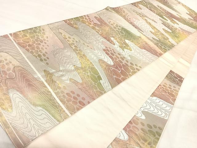 平和屋着物◎六通柄袋帯 流水文 金銀糸 正絹 逸品 AABJ0402yx