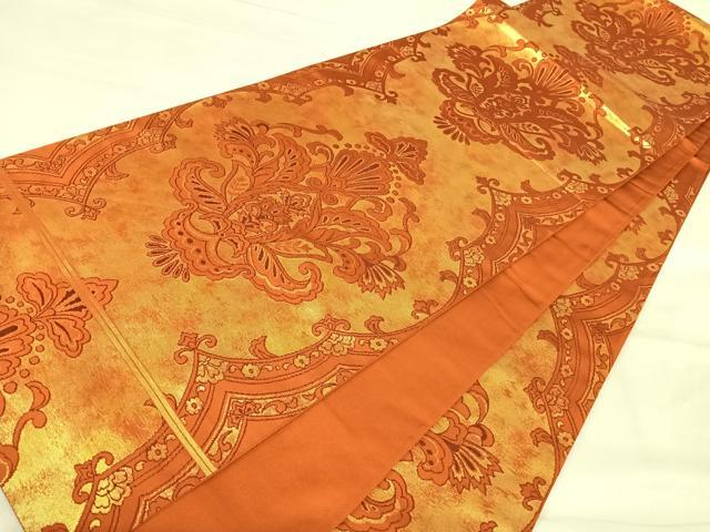 平和屋着物◎六通柄袋帯 更紗花文 金糸 正絹 逸品 AABJ0405yx