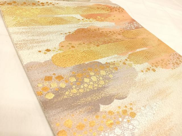 平和屋着物◎綴れ 太鼓柄袋帯 雲重ね文 金銀糸 正絹 逸品 AABJ0419yx