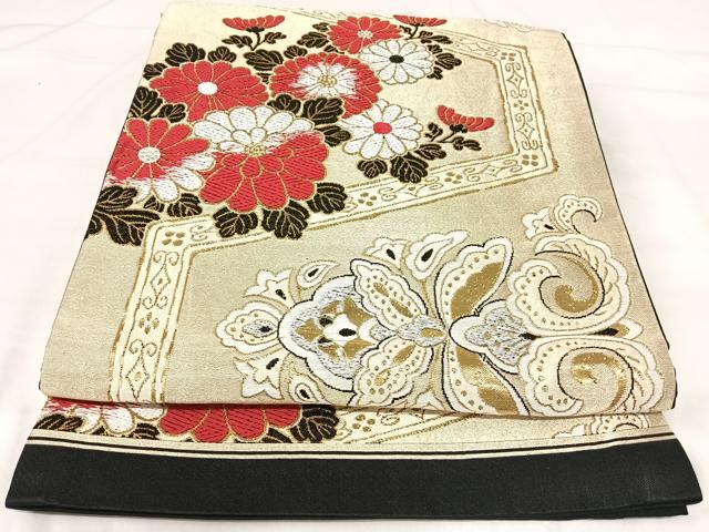 平和屋着物◎六通柄 京袋帯 唐織 草花文 金銀糸 正絹 逸品 AABJ0424yx