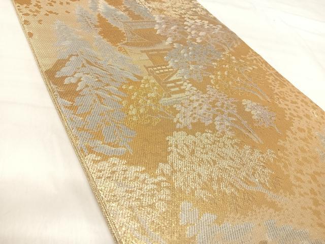 平和屋着物◎六通柄袋帯 風景樹林文 金銀糸 正絹 逸品 AABJ0438yx