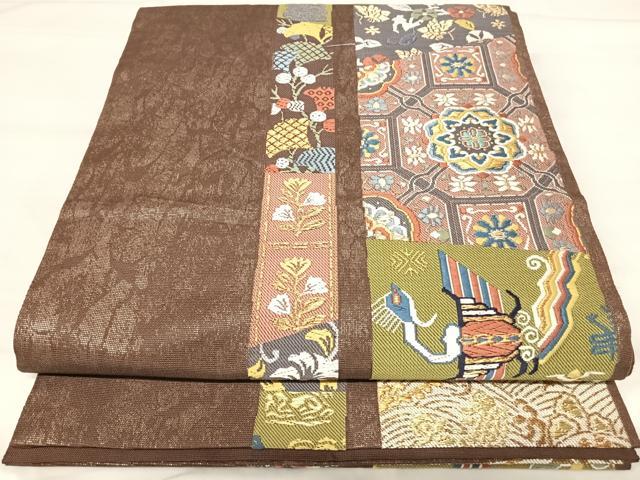 平和屋着物◎正倉院織成綴 六通柄袋帯 唐織 吉祥花文 金糸 正絹 逸品 AABJ0442yx
