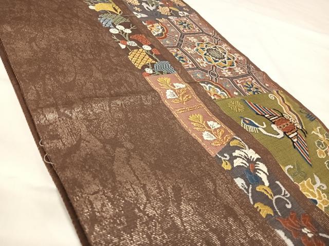 平和屋着物◎正倉院織成綴 六通柄袋帯 唐織 吉祥花文 金糸 正絹 逸品 AABJ0442yx
