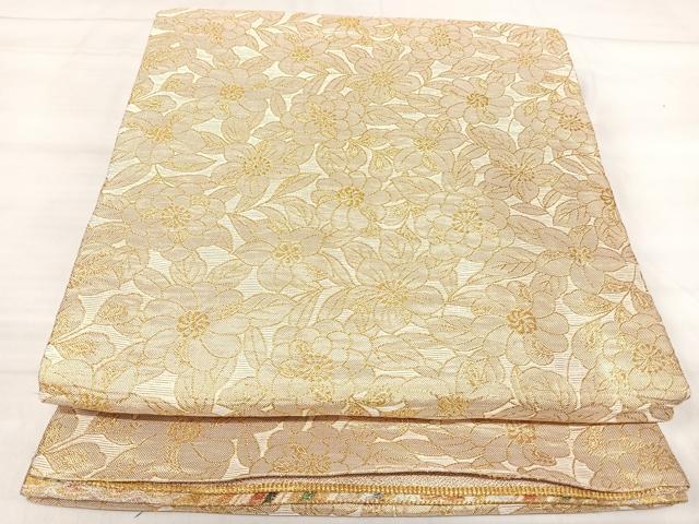 平和屋着物◎佐賀錦 両面 六通柄袋帯 花蝶文 金銀糸 正絹 逸品 AABJ0456yx