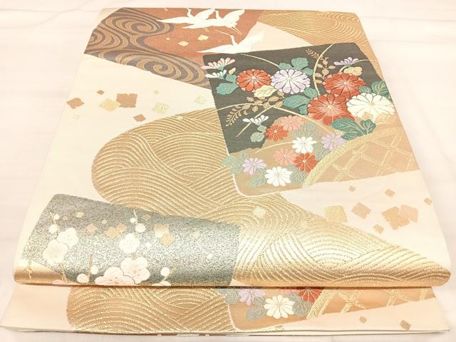 平和屋着物◎六通柄袋帯 唐織 寛永飛翔錦 金銀糸 正絹 逸品 AABJ0457yx