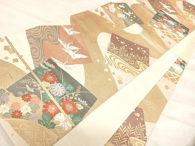 平和屋着物◎六通柄袋帯 唐織 寛永飛翔錦 金銀糸 正絹 逸品 AABJ0457yx