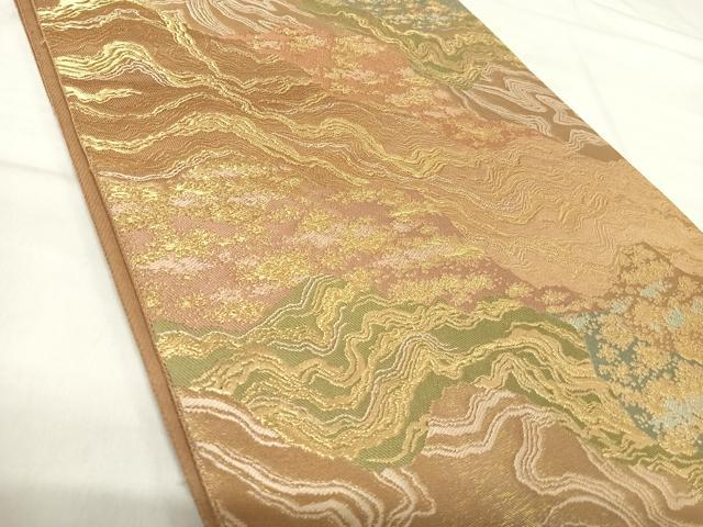 平和屋着物◎西陣 服部織物謹製 六通柄袋帯 道長文 金糸 正絹 逸品 AABJ0469yx
