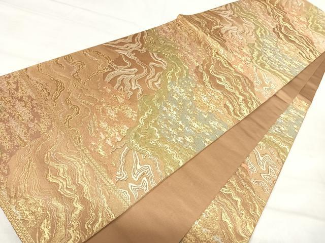 平和屋着物◎西陣 服部織物謹製 六通柄袋帯 道長文 金糸 正絹 逸品 AABJ0469yx