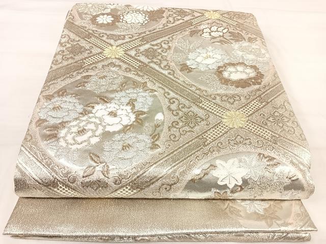 平和屋着物◎六通柄袋帯 唐織 花丸文 金銀糸 正絹 逸品 AABJ0474yx