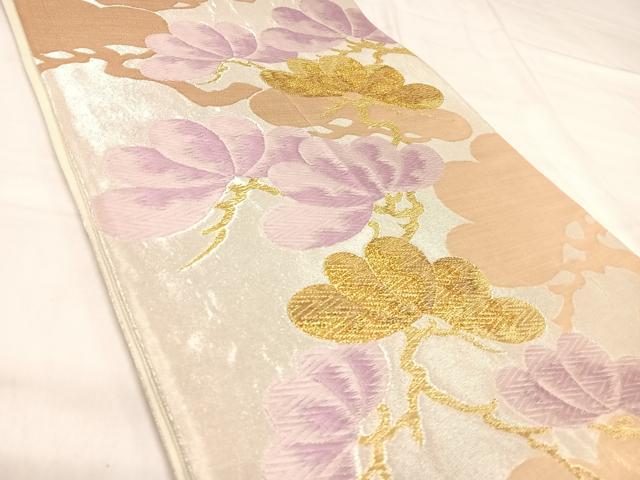 平和屋着物◎六通柄袋帯 唐織 枝松文 金銀糸 正絹 逸品 AABJ0492yx