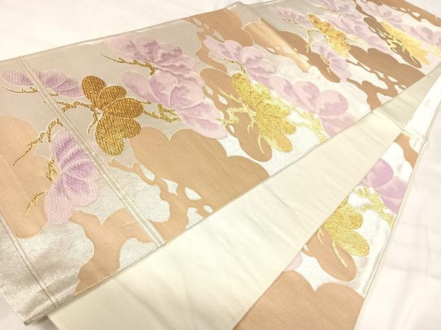 平和屋着物◎六通柄袋帯 唐織 枝松文 金銀糸 正絹 逸品 AABJ0492yx