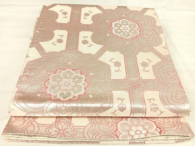 平和屋着物◎佐賀錦 両面 全通柄袋帯 蜀甲天平華文 銀糸 やまと誂製 正絹 逸品 AABJ0494yx