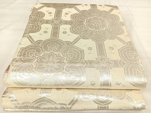 平和屋着物◎佐賀錦 両面 全通柄袋帯 蜀甲天平華文 銀糸 やまと誂製 正絹 逸品 AABJ0494yx