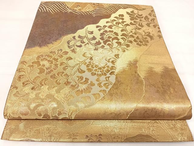 平和屋着物◎六通柄袋帯 更紗唐草文 金糸 引箔 正絹 逸品 AABJ0500yx