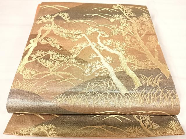 平和屋着物◎六通柄袋帯 樹林芝文 金銀糸 正絹 逸品 AABJ0503yx