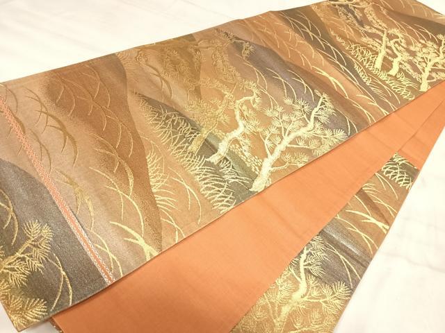 平和屋着物◎六通柄袋帯 樹林芝文 金銀糸 正絹 逸品 AABJ0503yx
