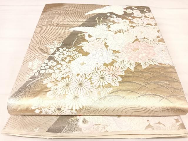 平和屋着物◎六通柄袋帯 唐織 瑞鳳錦 銀プラチナ二重箔 正絹 逸品 AABJ0511yx