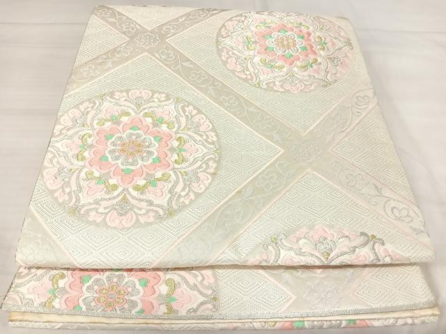 平和屋着物◎六通柄袋帯 唐織 花丸文 金銀糸 正絹 逸品 AABJ0514yx