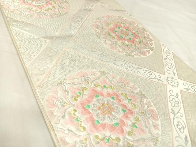 平和屋着物◎六通柄袋帯 唐織 花丸文 金銀糸 正絹 逸品 AABJ0514yx