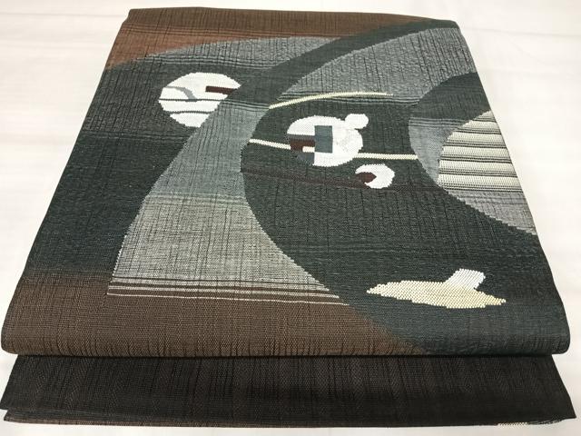 平和屋着物◎太鼓柄袋帯 すくい織 幾何学文様 金糸 正絹 逸品 AABJ0515yx