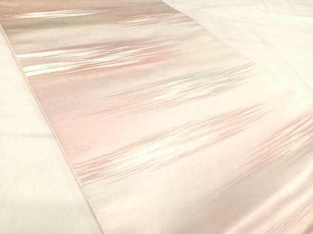 平和屋着物◎六通柄袋帯 霞文 銀糸 正絹 逸品 AABJ0518yx