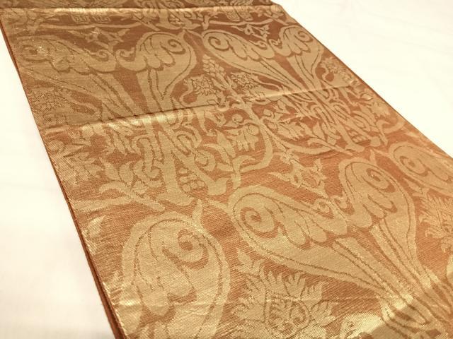 平和屋着物◎西陣 六通柄袋帯 さらさ 金糸 正絹 逸品 AABJ0521yx