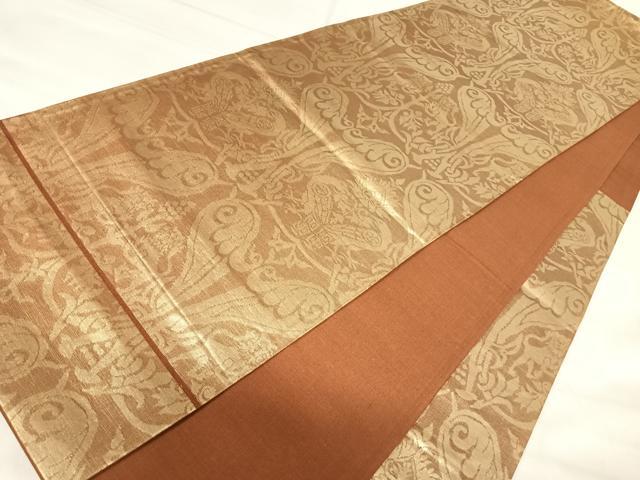 平和屋着物◎西陣 六通柄袋帯 さらさ 金糸 正絹 逸品 AABJ0521yx