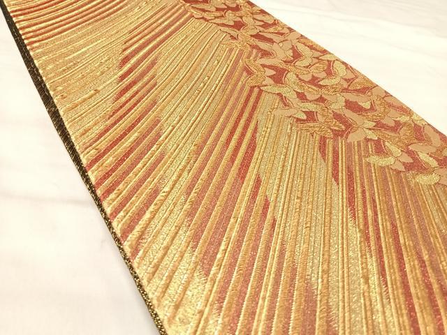 平和屋着物◎両面全通柄袋帯 舞蝶文 金糸 正絹 逸品 AABJ0533yx