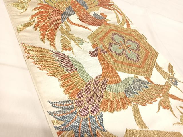 平和屋着物◎六通柄袋帯 鳳凰亀甲花文 金糸 正絹 逸品 AABJ0541yx