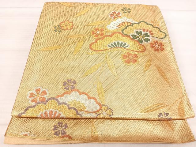 平和屋着物◎六通柄袋帯 花松文 金銀糸 正絹 逸品 AABJ0547yx